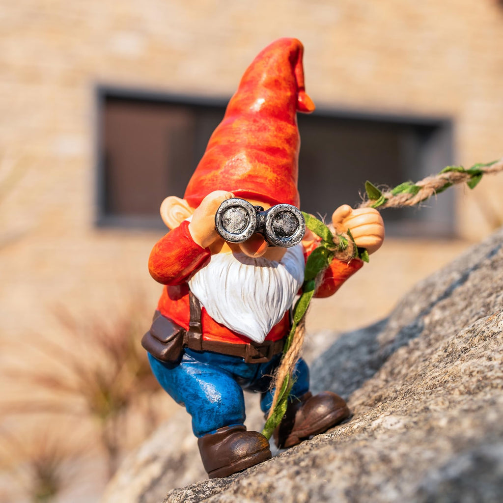 WONDHOME Hanging Gnome Garden Statue Funny Climbing Gnomes with Telescope Tree Hugger for Outdoor Lawn Home Patio Yard Art Decoration Christmas Birthday Gifts for Mom Women