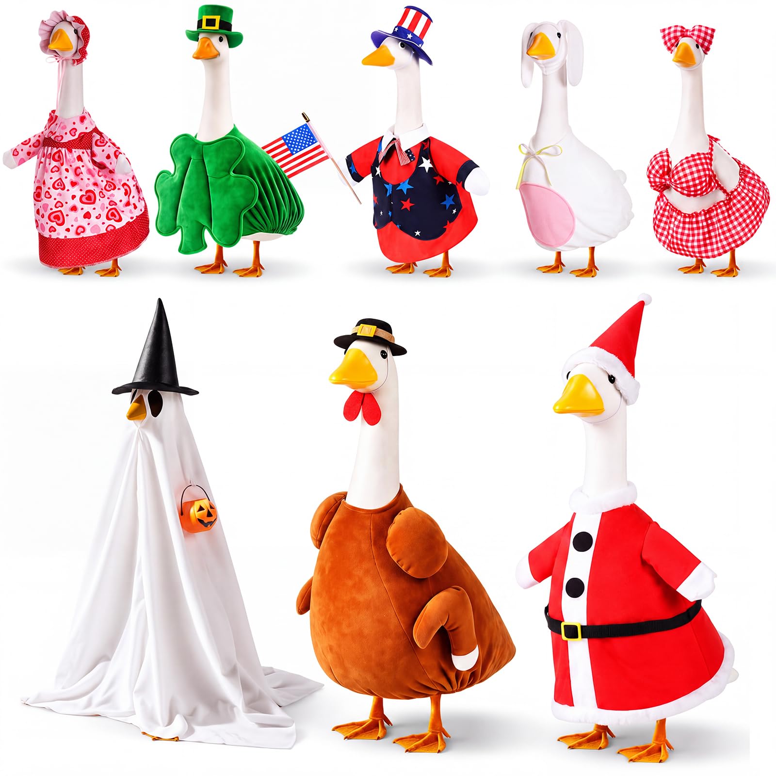 Silicherry 8 Set Holiday Porch Goose Outfits for 23" Goose Statue Costume