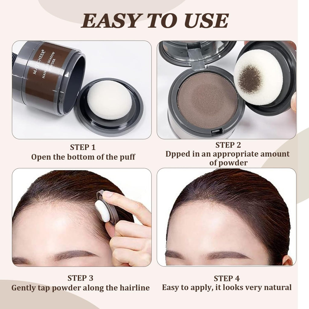 Nicgou Hairline Shadow Powder, Hair Shadow Root Cover Up, Hair Line Concealer Root Cover Up, Unisex Root Touch Up Hair Powder (Dark Brown, 01)