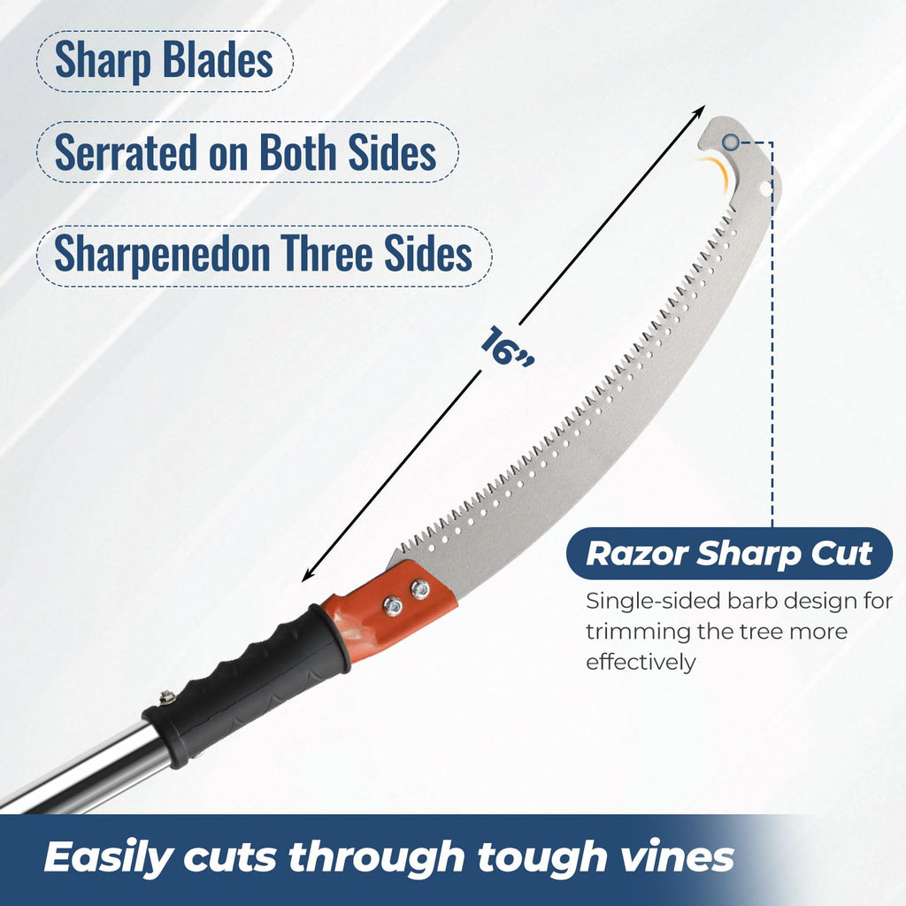 13FT Pole Saws for Tree Trimming with Sharp Pruning Blade | Comfort Grip & 28mm Stainless Steel Tree Trimmer Pole for Yard Garden and Patios High Branches Cutting