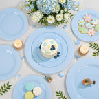 FLOWERCAT 60PCS Light Blue Heavy Duty Plastic Disposable Party Plates Set – 30pcs 10.25″ Dinner & 30pcs 7.5″ Dessert Plates – Durable Blue Tableware for Easter Parties, Wedding, BBQ & Baby Shower