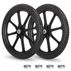 GICOOL 20" Flat Free Tire and Wheel, with 3/4" & 5/8" Bearing, 2.45" Centered Hub, Replacement Wheel For Rubbermaid Wheelbarrow, Garden Yard Cart, 2 Pcs
