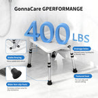 GonnaCare Heavy Duty Shower Chair for Inside Shower and Tub with Reinforced X-Bar, Padded Arms and Backrest, Height Adjustable, Ideal Shower Chair for Elderly and Disabled
