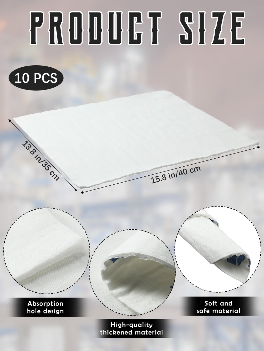 Domensi 10 Pcs Water Absorbent Mats 14" x 16" Water Absorbing Pads Wringable Reusable Absorbing Garage Mat for Home Basements Garages Kitchen Bathroom Floor
