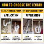 VIVIDA 1-1/2" Sink Drain Pipe Kit, Flexible Drain Pipe P Trap, 7.5"-17.7" Flexible P Trap, Under Sink Plumbing for Bathroom & Kitchen, 1-1/4" Adapter Included, 1 PACK