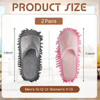 Jecery 2 Pairs Microfiber Cleaning Mop Slippers for Floor Cleaning House Mop Shoes Men and Women Washable Unisex Dusting Slippers Dirt Tool Supplies(Large,Gray, Pink)