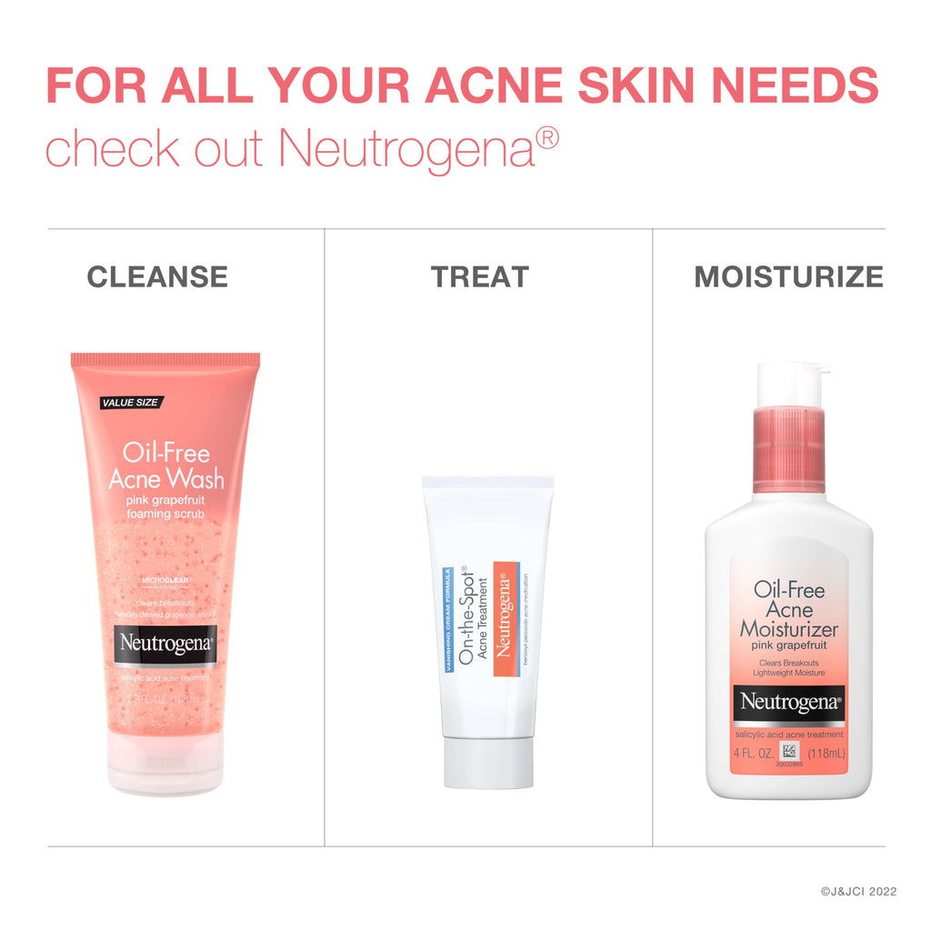 Neutrogena Oil-Free Acne Face Wash Pink Grapefruit Foaming Scrub - Facial Cleanser with Salicylic Acid for Clear Skin, Exfoliating Acne Treatment for Oily Face, 6.7 fl. oz., 3-Pack