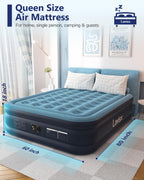 Lavisx Queen Air Mattress with Built in Pump 18" Blow Up Mattress Raised Air Bed, 3 Mins Quick Self Inflatable with Storage Bag for Guest and Home