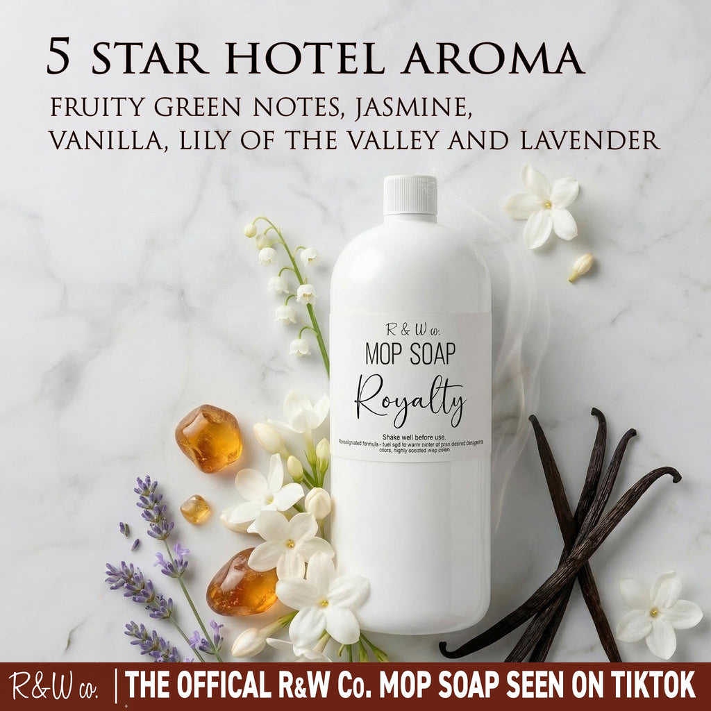 R&W CO. Original 32 oz Premium Mop Soap Royalty Scented, Gentle Floor Cleaner for all Surfaces, Non-Toxic, Pet and Skin Safe Formula, Streak-Free Shine