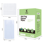 250 Count Anti Fog Lens Wipes for Eyeglasses, Pre-Moistened Individual Wrapped Glasses Wipe Lens Cleaner, with a Carrying Box, Defogging Screen Wipes for Eyeglasses, Sunglass, Goggles, Camera Lens