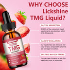 lickshine 1 Packs 2000MG TMG Suupplements Liquid Drops - Trimethylglycine, Ginkgo Biloba, Rhodiola Rosea & Vitamins B, High Absorption, Brain Function - Strawberry Flavor 2 Fl.Oz