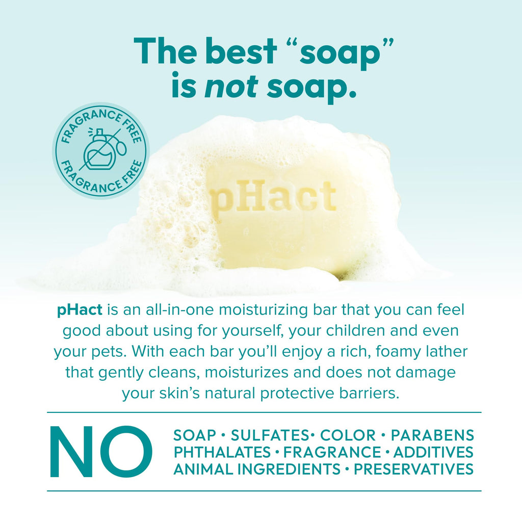 ANDREW LESSMAN pHact Moisture-Rich, Soap-Free Cleansing Bar. Natural Skin pH. Fragrance-Free. All Skin Types - Even Sensitive Skin. Hypoallergenic. Dermatologist Tested. 3 Pack 4.25 oz each