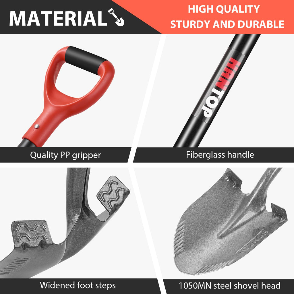 HANTOP Sharp Sawtooth Blade Round Garden Shovel Spade for Digging
