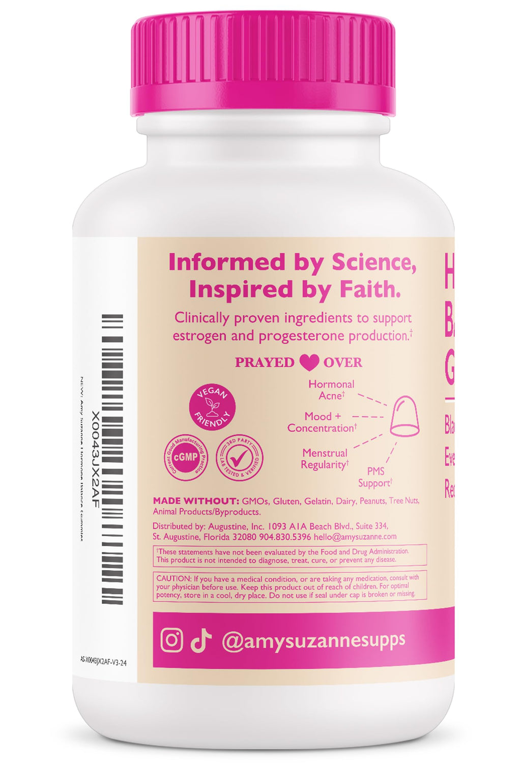 Amy Suzanne Hormone Balance Gummies for Women - Hormone Harmony for Mood, Energy, Bloating - Hormonal PMS, Perimenopause & Menopause Support - Red Raspberry Leaf & Black Cohosh - 60 Gummy Supplements