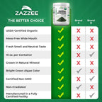 Zazzee USDA Organic Spirulina Powder, 16 Ounces (1 LB), 137 Servings, Certified Kosher, 100% Pure, Non-Irradiated, Mess-Free Wide Mouth Container, Fresh Smell and Neutral Taste, Non-GMO, Made in USA
