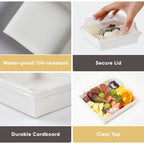 50 Pack 5in Small Charcuterie Boxes with Clear Lids, Mini Paper Containers