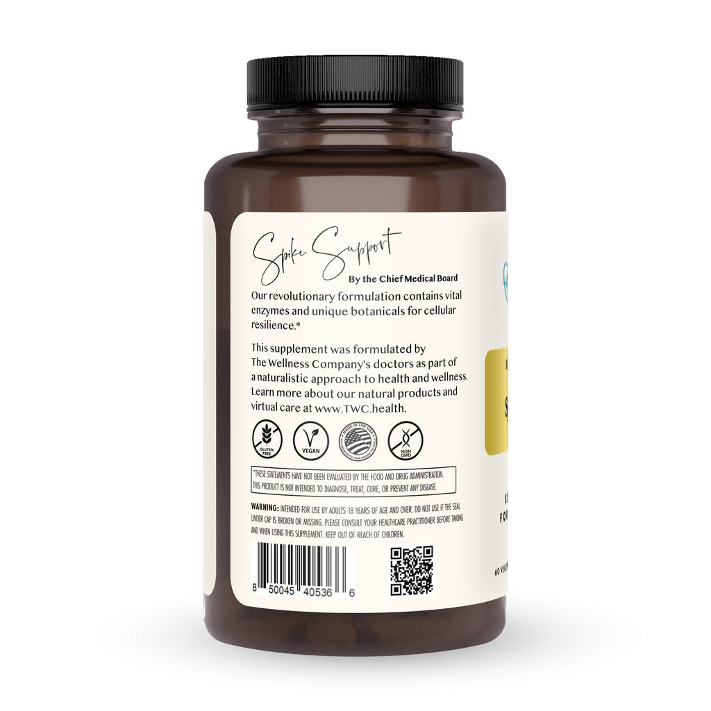 The Wellness Company Spike Support - Detox, Immune Health, Blood Flow, Anti-Clotting - Nattokinase, Dandelion Root, & Black Sativa | 60ct (1 Month Supply)