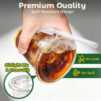 Charmount 100 Sets 16 oz Plastic Cups with Lids and Straws, Clear Disposable Cups for Dirty Soda, Iced Coffee & Smoothies, Plastic Bar Supplies for Cold Drinks