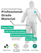 Andes Safety Hazmat Suits, Heavy Duty Full Body Disposable Paint Suits, Coveralls with Hood, Elastic Wrists and Ankles (4XL)