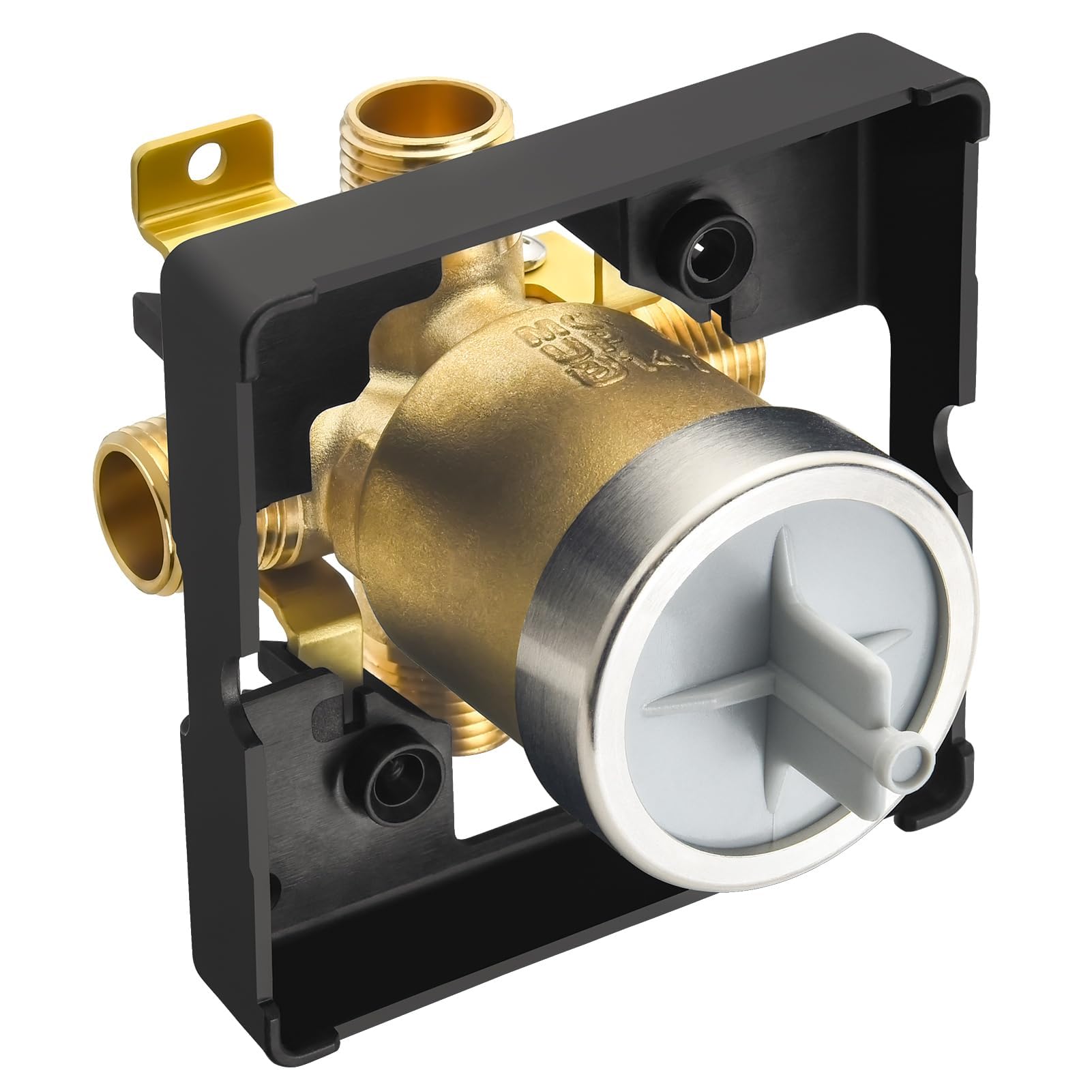 RJDIBAN Shower Valve for Delta R10000-UNBX, 4 Port 1/2 Inch Connection 1-Pack, R10000 Valve Kit Compatible with Delta MultiChoice 13 14 17 17T Shower and Tub Trim, Brass Construction Without Stops