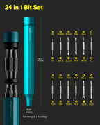 HOTO 24 in 1 Mini Screwdriver Set, Magnetic Torx Bit Set, Eyeglass Repair Kit, EDC Pen Screwdriver for Electronics, Watches, Phones, Laptops, Cameras, Gadgets for Men, Dark Turquoise
