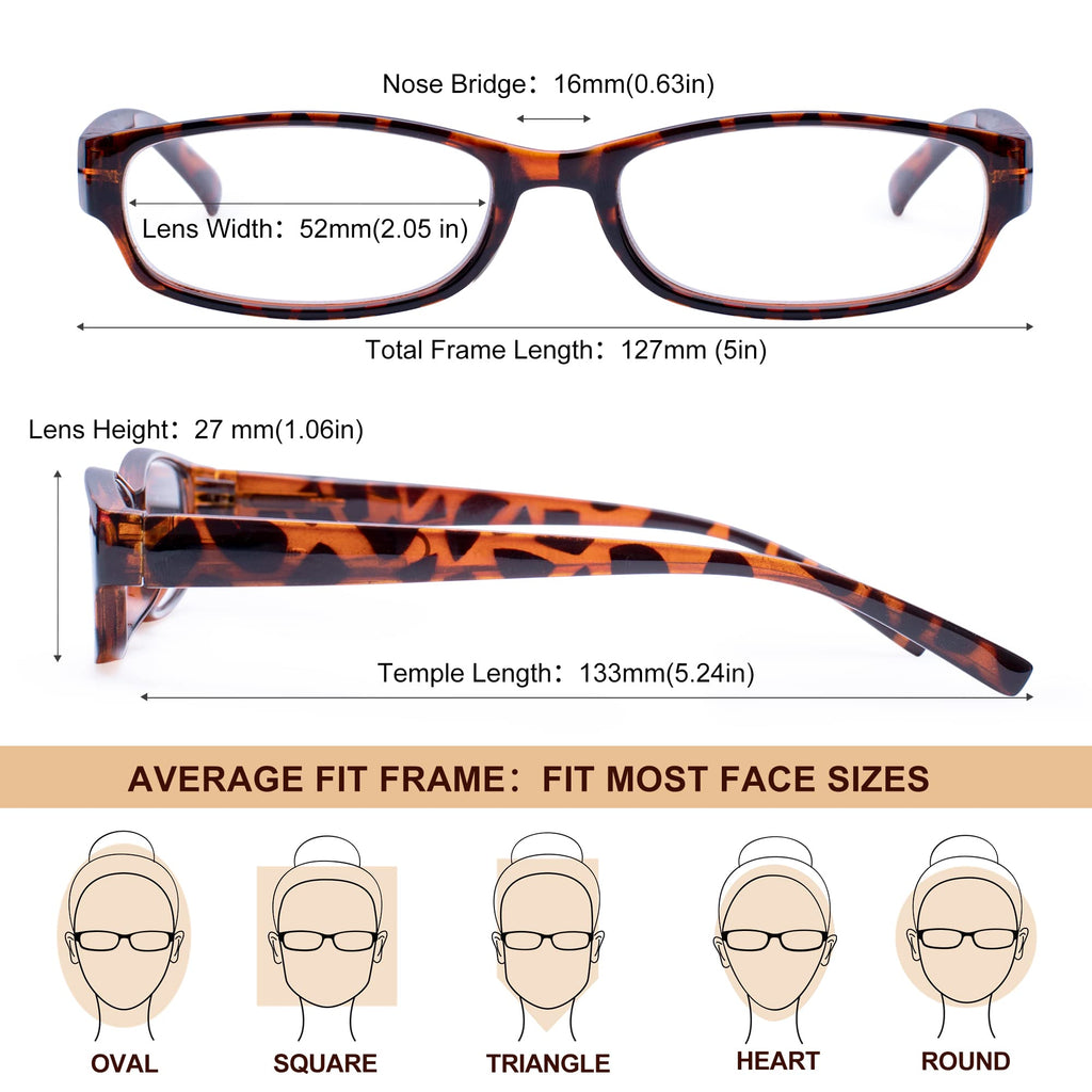 EYEGUARD Readers 4 Pack of Thin and Elegant Womens Reading Glasses with Beautiful Patterns for Ladies 1.25