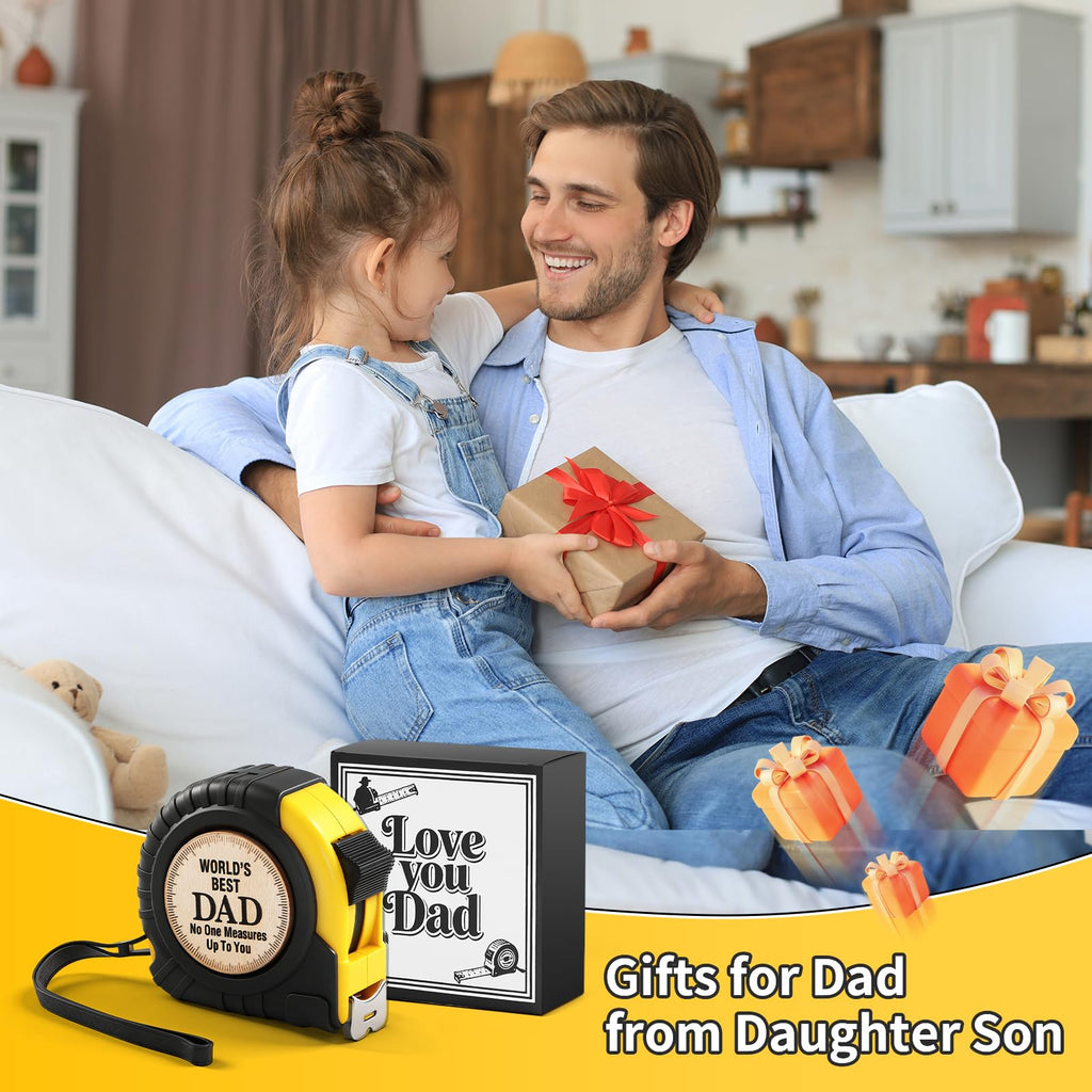 Fathers Day Gift for Dad from Daughter Son - Dad Husband Birthday Gifts, Gifts for Men New Daddy Father in Law, Best Dad Ever Gifts, First Father's Day Useful Stuff, Engraved 25 FT Tape Measure Tool