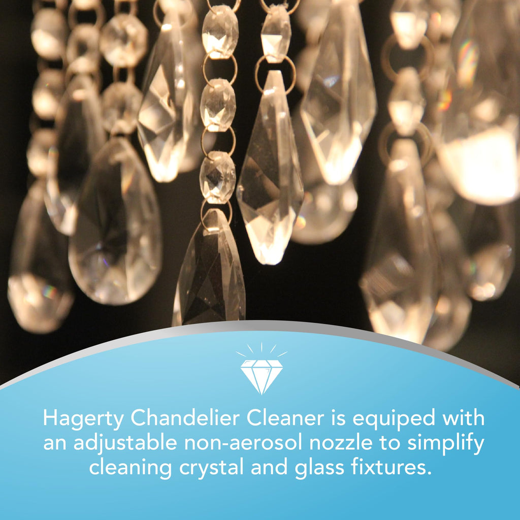 Hagerty Chandelier Cleaner - Spray On Chandelier Cleaner Drip Dry Spray No Wipe - Crystal Cleaner for Chandeliers, Glass Cleaner Spray, for Crystal, Glass, Bronze, Metal - Sprays up to 25 Feet - 32 Oz