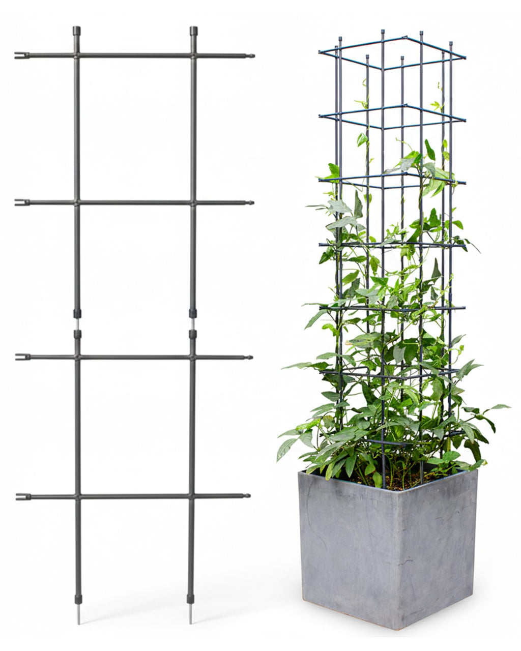 DAIM Multi Link Trellis Plant Support Garden Trellis for Climbing Plants Outdoor Plant Supports for Indoor Plants Stackable Fence Tower Modular L or V-Shape for Balconies & Gardens, Gray, 16 Pieces