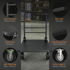 2200 lbs. Capacity Foldable Push Cart Dolly | Moving Platform Hand Truck | Heavy Duty Space Saving Collapsible | Swivel Flat Bed Wagon - Furniture Luggage Lifting