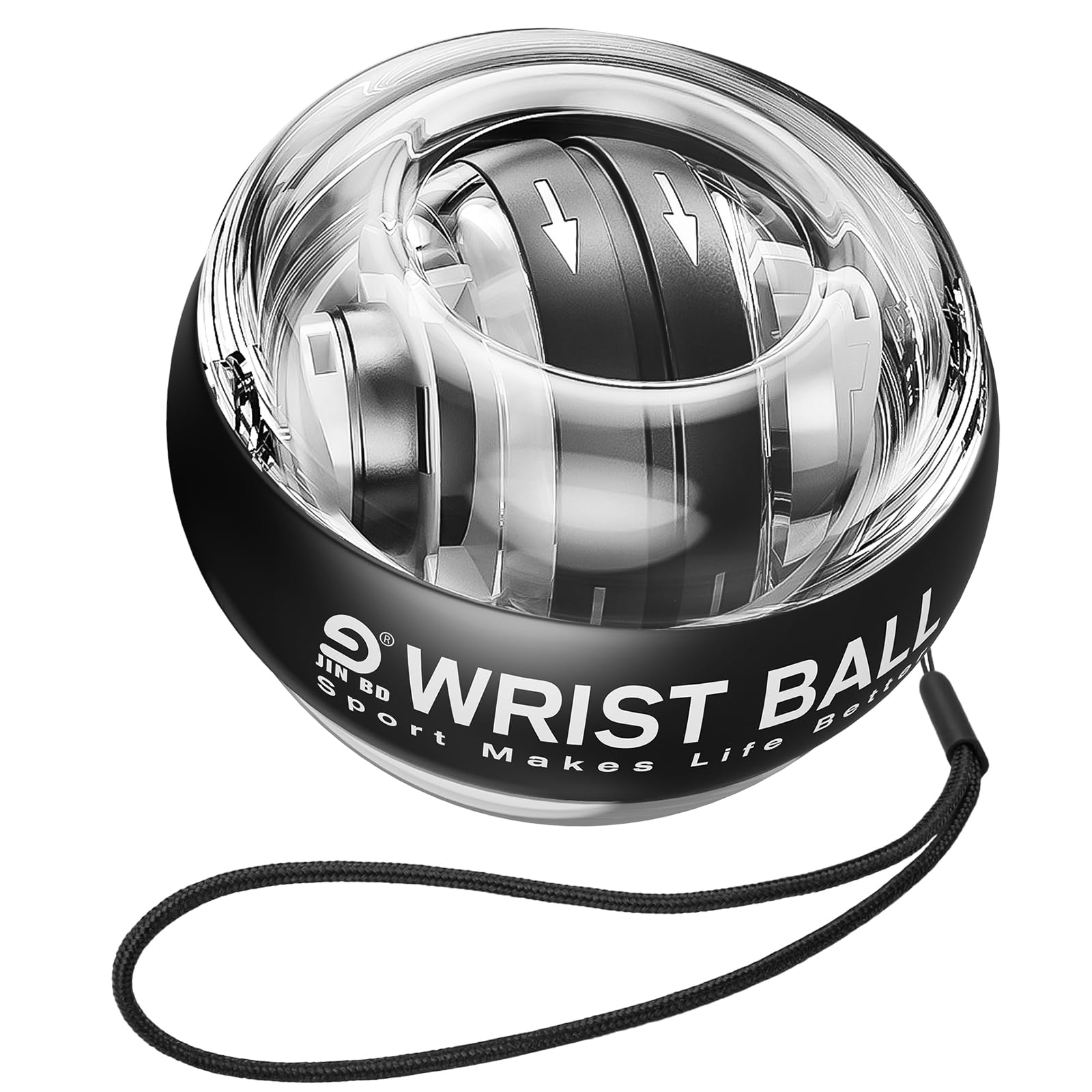 JIN BD Wrist Trainer/Strengthener Gyro Ball Auto-Start Gyroscopic Forearm Exerciser for Strengthen Arms, Fingers, Wrist Bones and Muscles ���Black Without Light���