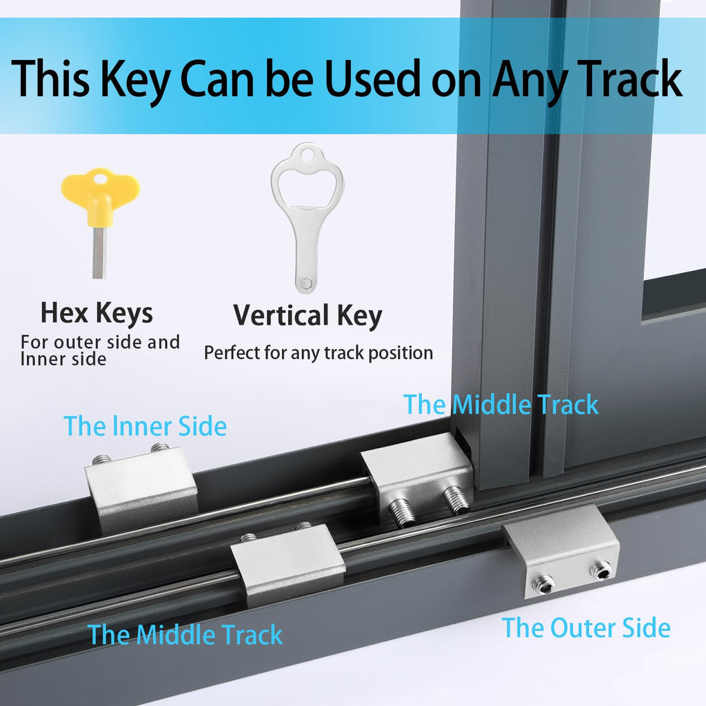ZRFCXE Window Locks,8 Pack Sliding Window Locks with Key for Vertical & Horizontal Sliding Windows Doors,Easv to Install,Adjustable Security Window Lock for Patio Bedroom Home and Office (Silver)