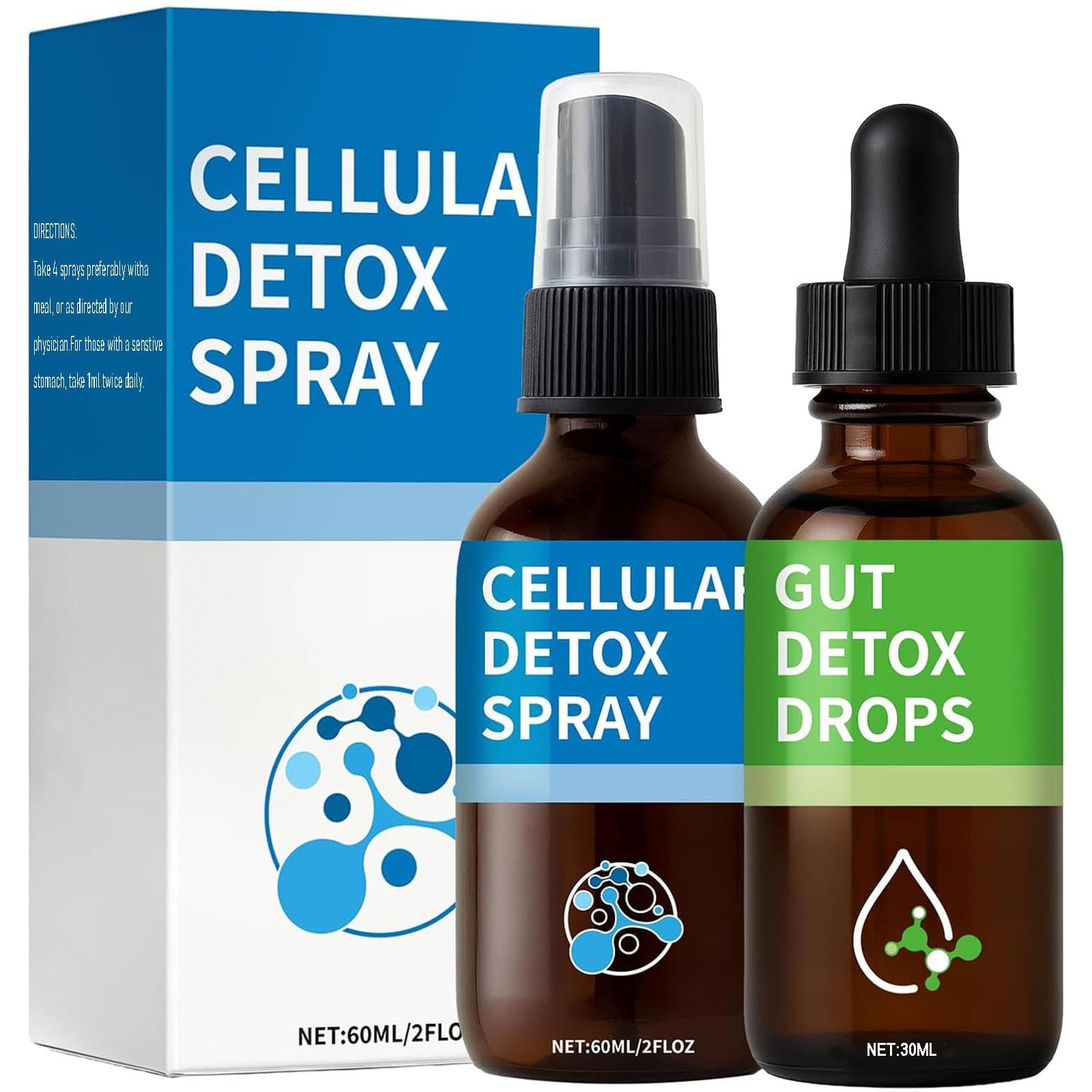 Aacnre Zeolite Detox Pack, Zeolite Drops for Detox & Cleanse, Clinoptilolite Drops & Spray for Adults