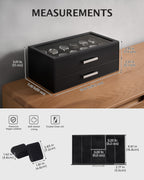 ProCase 12-Slot Watch Case for Men, 2-Tier Pull-Out Drawers Box -Black