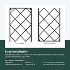 Giant Wall Trellis, 8 Foot Tall (96” high by 32” Wide), for Outdoor Climbing Plants, Sturdy Rectangular Shaped Metal Frame with Lattice Design