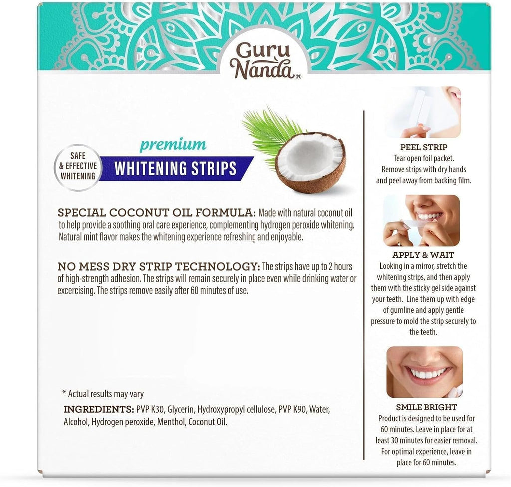 GuruNanda Teeth Whitening Strips - 4X Whiter Teeth, 16-Day Whitening Kit