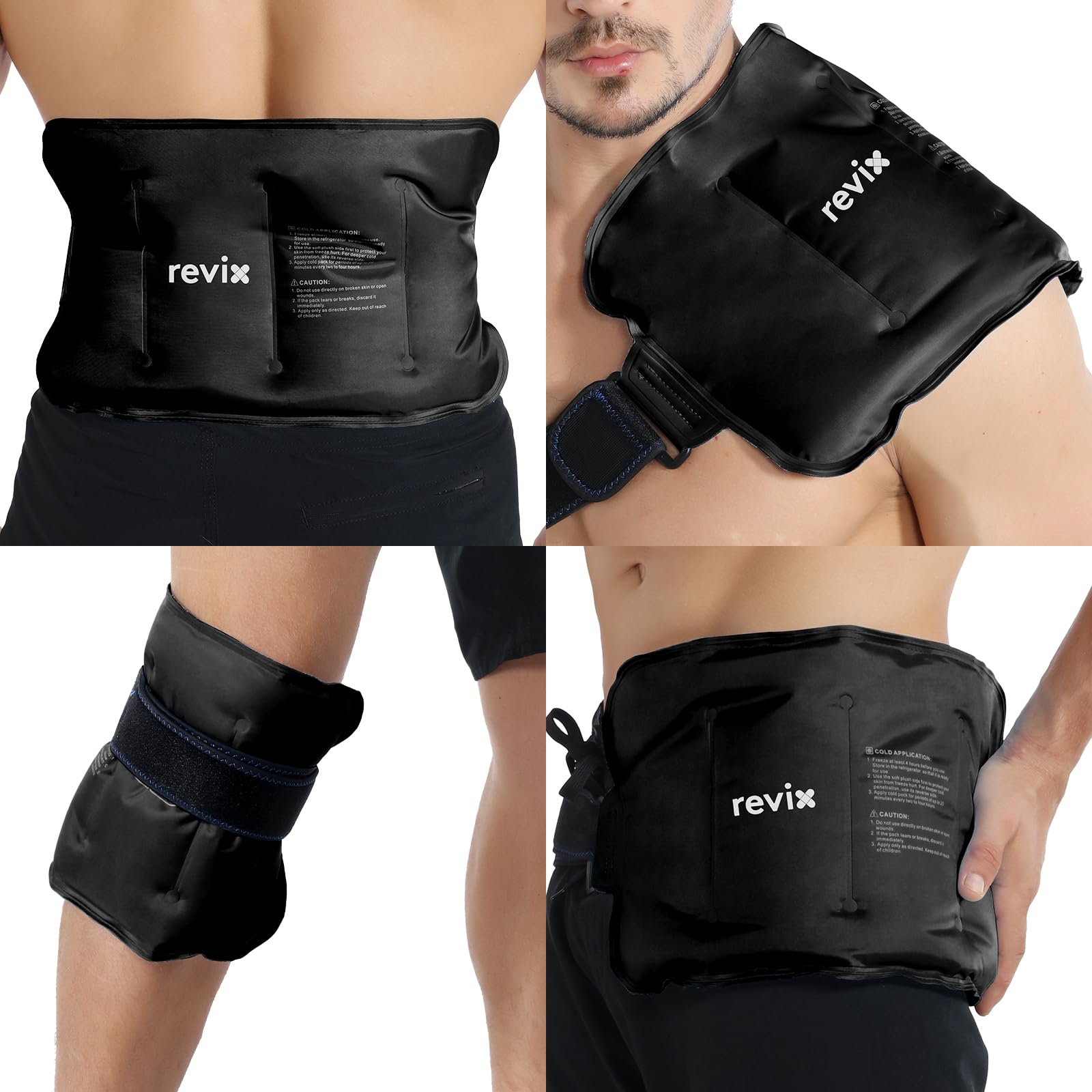 REVIX Ice Packs for Injuries Reusable Gel for Back Pain Relief (16'' X 9'')-Gel Cold Pack for Shoulder, Lower Back, Thigh & Arm, Cold Compress Therapy for Pain Relief Swelling, Bruises & Tension