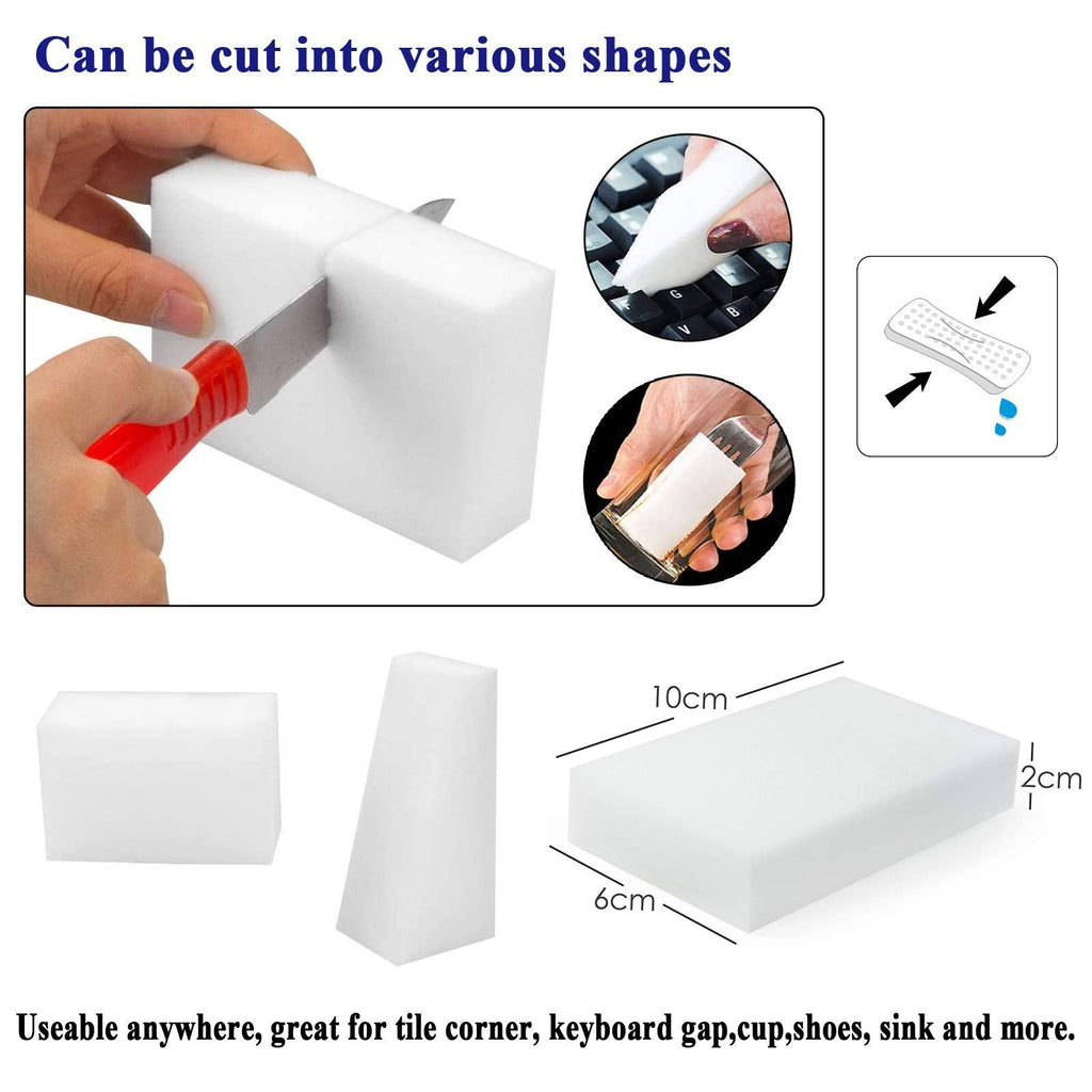 Magic Sponge Eraser, 50 Pack Melamine Sponge Sheets Foam in Bulk, All-Purpose Large Kitchen Dish Cleaning Pads, White Nano Scrub Non-Scratch Cleaner for Household, Bathroom, Wall