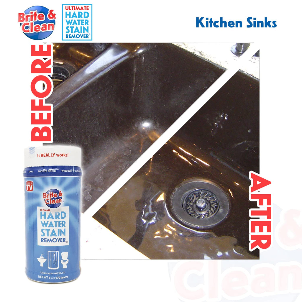 Brite & Clean® (Bright & Clean) Ultimate Hard Water Stain Remover® for Glass, Shower Doors & Windows – Removes Mineral Deposits from Granite, Porcelain, Tile, Stainless Steel & Chrome