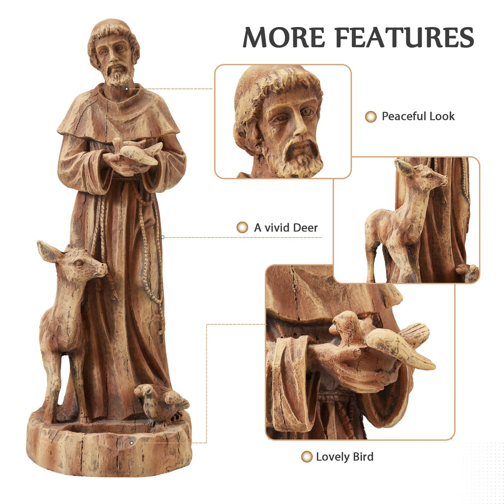 DSNAPE St Francis Garden Statue Bird Feeder 25" H Catholic Outdoor Statues