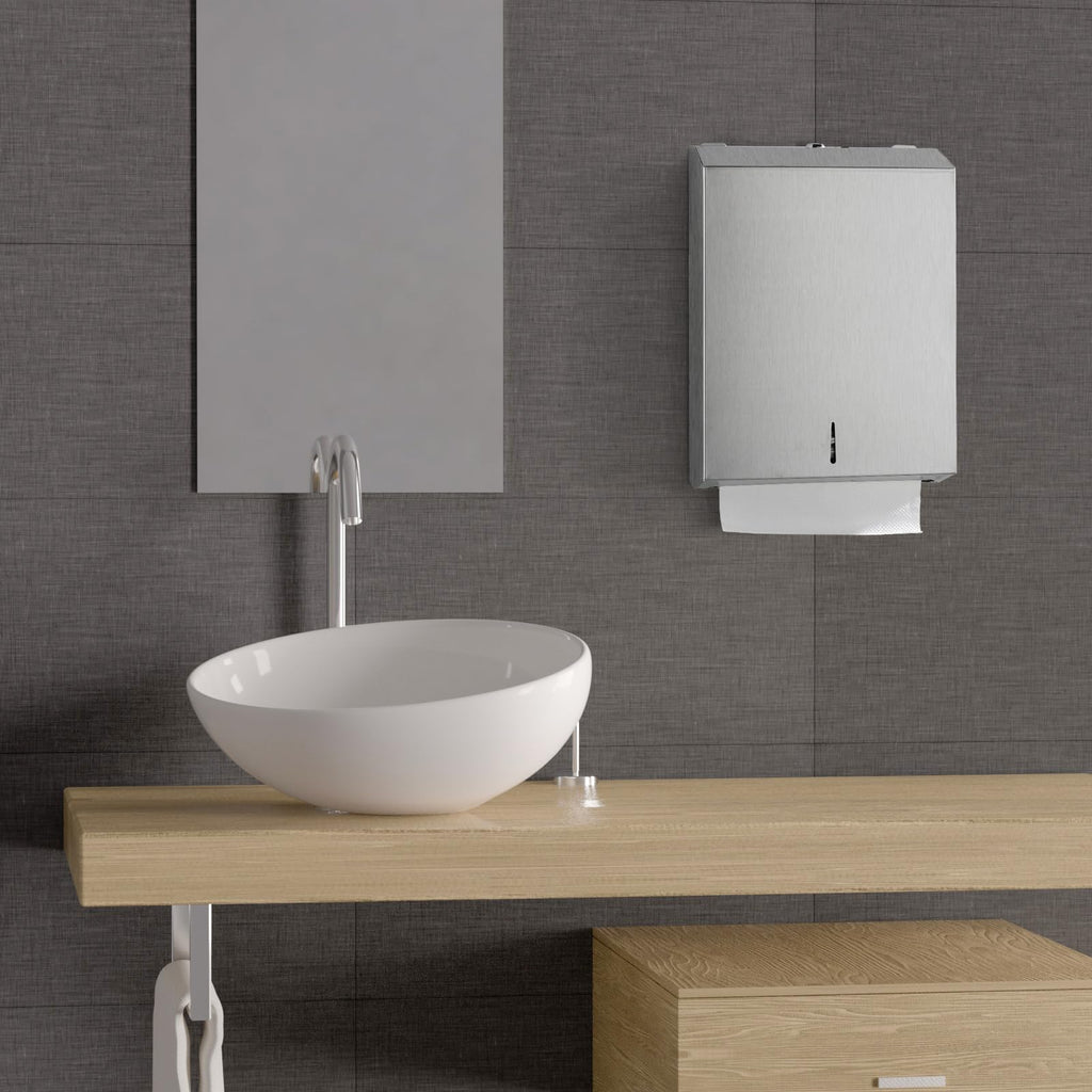 Paper Towel Dispenser Wall Mount - Multifold Trifold Paper Towel Dispensers, Large Capacity Stainless Steel Tissue Holder, Suitable for Bathrooms and Public Places