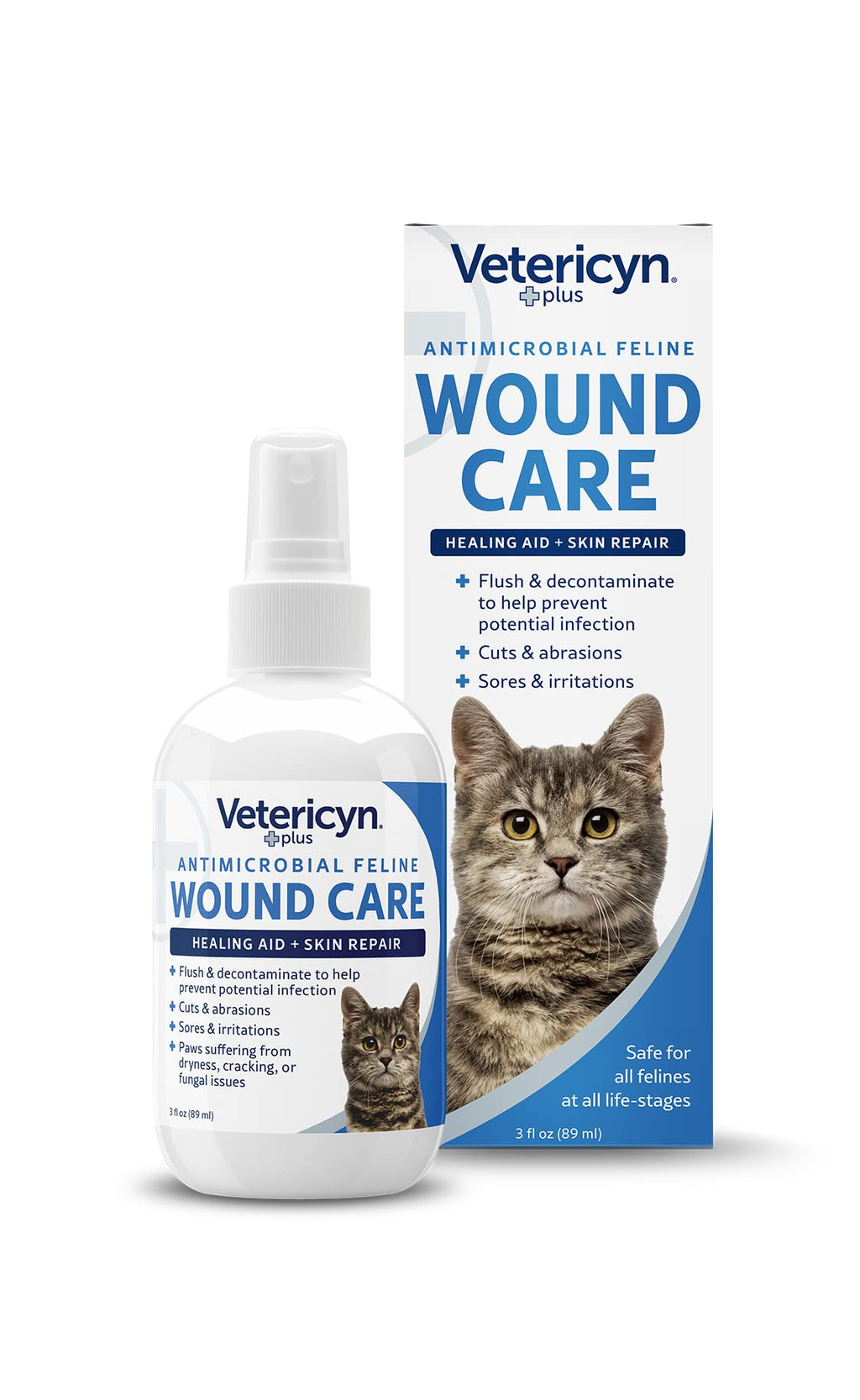 Vetericyn Plus Cat Wound Care Spray for Cuts, Bites & Skin Care, 3 oz