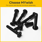 Mywish M8 x 35mm 20Set Flat Head Hex Socket Cap Screws Bolts with Barrel Nuts, 304 Stainless Steel Furniture Bolts Full Thread, Black Oxide & Hex Spanner