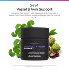 Livingood Daily Vessel & Vein Support, Circulation & Vein Support Supplement with Diosmin, Horse Chestnut, Nattokinase, Gotu Kola & Vitamin K2, Vascular & Vein Health Formula, Gluten Free, 60 Capsules