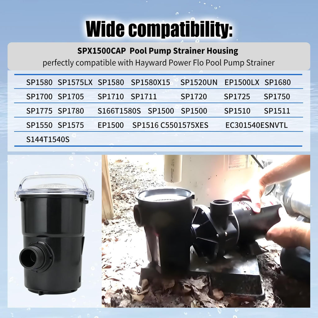 XQK SPX1500CAP Pump Strainer Housing w/Basket Compatible with Hayward Strainer Pump Housing Power-Flo LX SP1580,SP1580. EP1500LX Filter Pumps Replacement Filter Shell, SP1520UN Strainer Pumps Body
