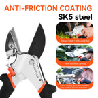 LeafLux 8" Professional Heavy Duty Anvil Pruning Shears with Anti-Rust SK-5 Blades, Garden Shears for Dry Stems and Small Branches, Gardening Scissors, Clippers for Wood, Non-Slip Handle. | LFXP1108S