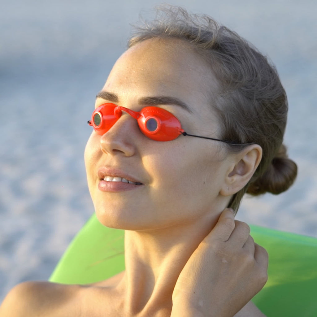 Super Sunnies UV Eye Protection FDA Compliant Eyeshields, Tanning Bed Goggles, Red Light Theraphy Glasses with Strap - 12 Pack Random