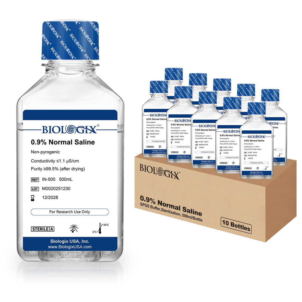 CryoKing 0.9% Normal Saline Solution, Sterile Sodium Chloride, 500mL × 10