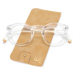 EASY READ Retro Round Blue Light Blocking Reading Glasses for Women,Anti UV Readers for Women with Spring Hinge(Clear,+1.50)