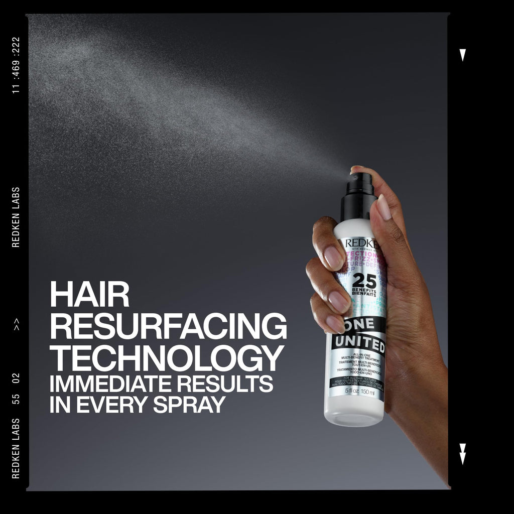 Redken One United Leave In Conditioner Spray - Multi-Benefit Leave In Treatment For All Hair Types, Heat Protectant & Detangler Spray, Paraben Free